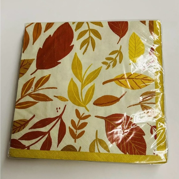 New 48 Fall Napkins Yellow Red Orange Leaves Party Impressions made in the USA - Picture 7 of 9